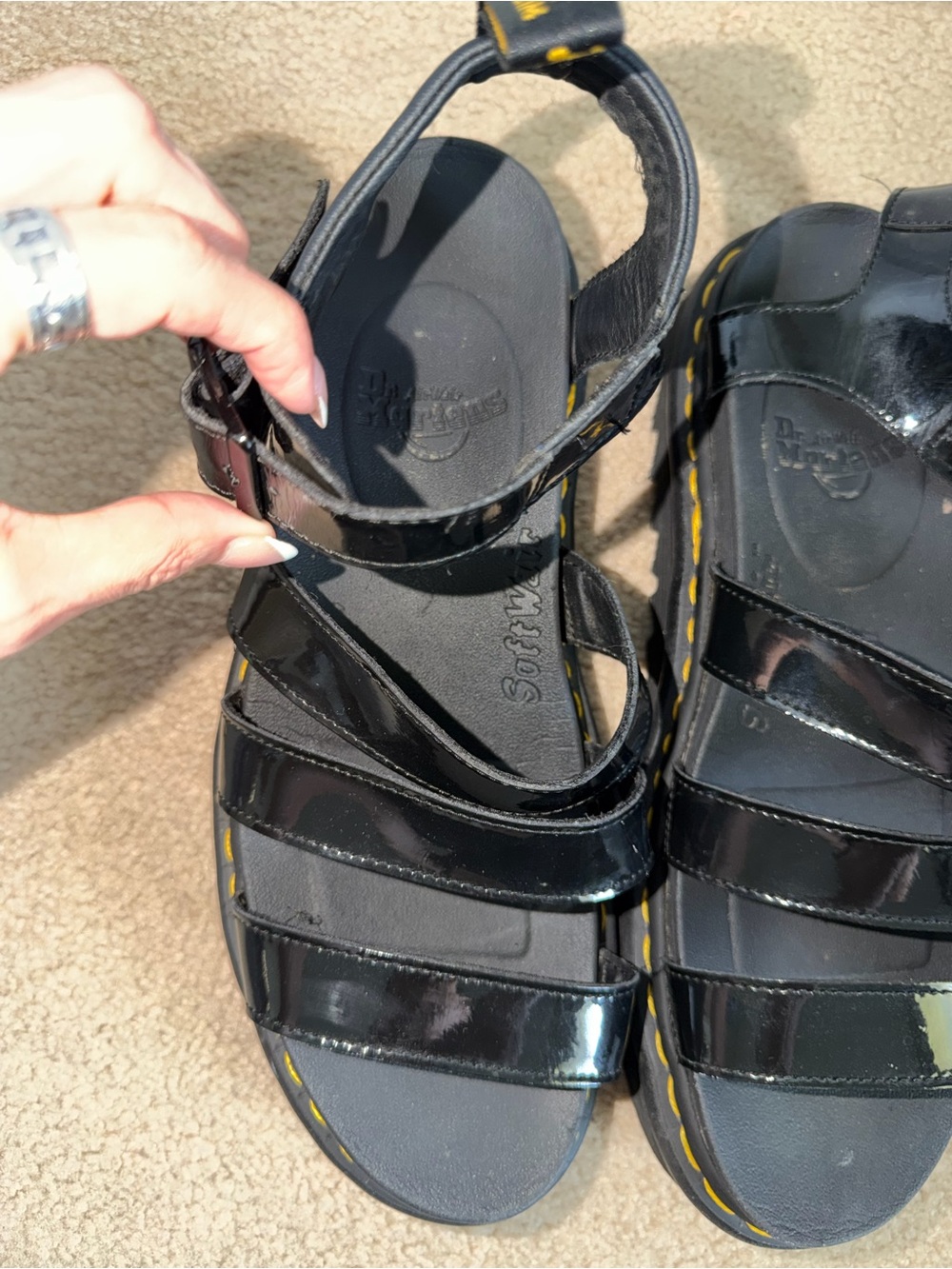 Dr Martens Blaire Womens 11 Black Patent Leather Gladiator Platform Sandals - Picture 7 of 8